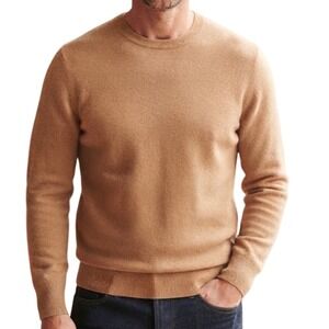 Faherty Brand Mens Crewneck Sweater Tan Heathered Knit Pullover Size M